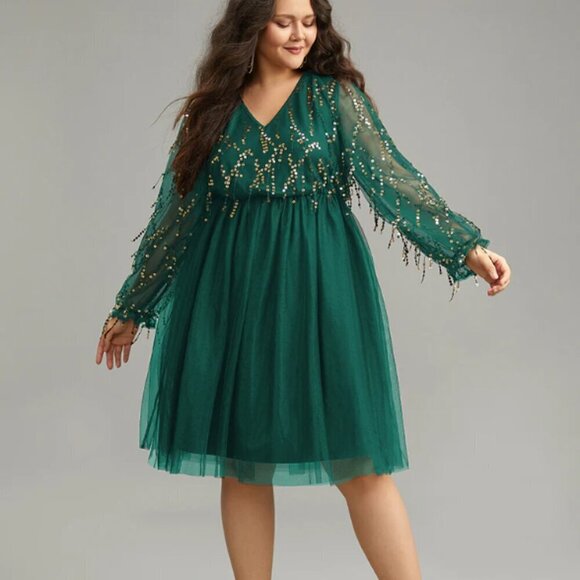 BloomChic Size M Sequin Mesh Patchwork Tassel Dress & Party Dress - Picture 1 of 5